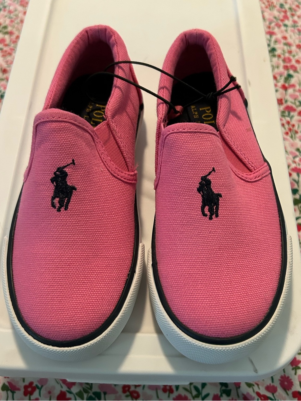 Polo by Ralph Lauren Kids Hot Pink Canvas Slip-On Sneakers